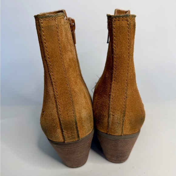 Frye Womens 7.5 M Sandra Chelsea Block Heel Western Boots Cognac Suede Leather - Picture 3 of 15